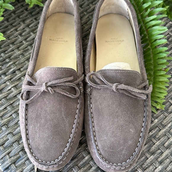 ANN MASHBURN Taupe Suede Loafers
